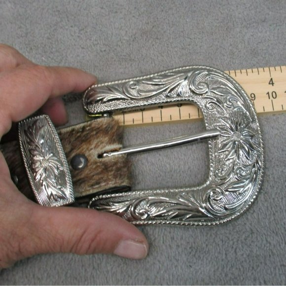 Belt Womens 28 Brown Genuine Leather Rhinestone Studded main image 5